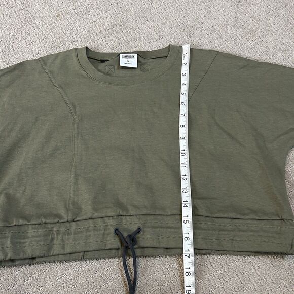 Gymshark Sweatshirt Women’s Medium Green Cropped Elbow Cutout Gym Workout Lounge - Picture 9 of 11